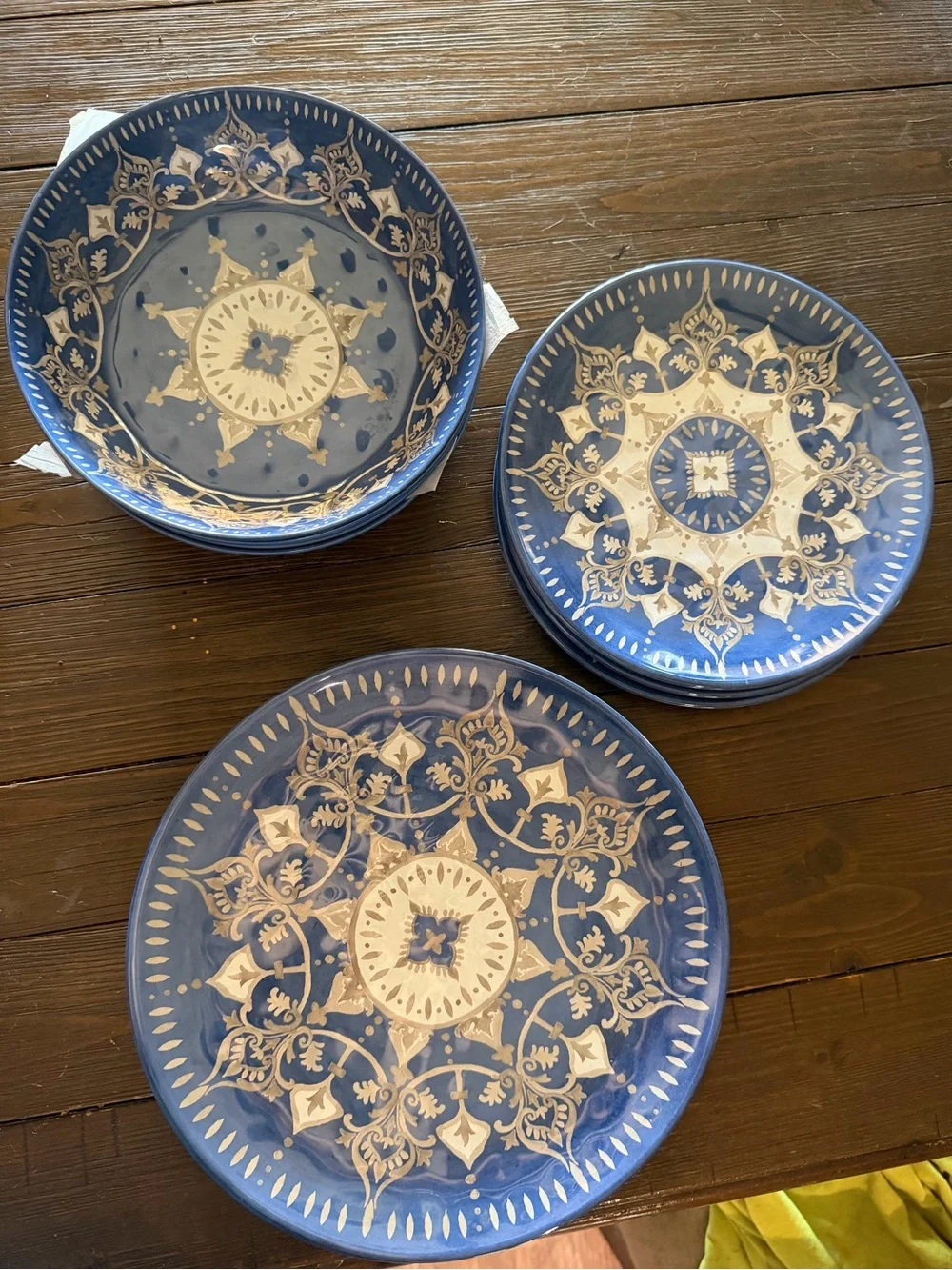 Blue and Cream Decorative hard plastic Plate Set